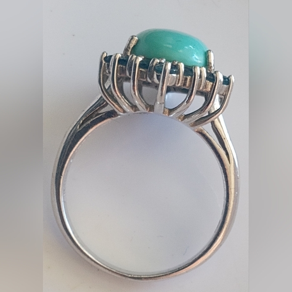 Sterling Silver Sleeping Beauty Turquoise Swiss Blue Topaz Ring - Picture 16 of 16